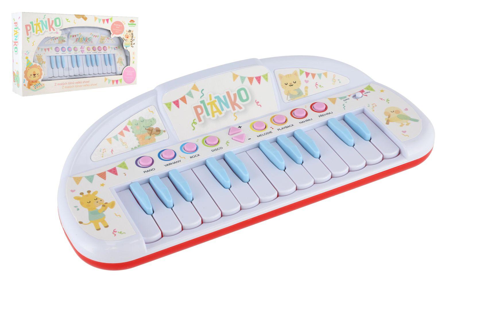 Piánko zvířátka plast 35cm pro nejmenší na baterie se zvukem v krabici 43x24x9cm