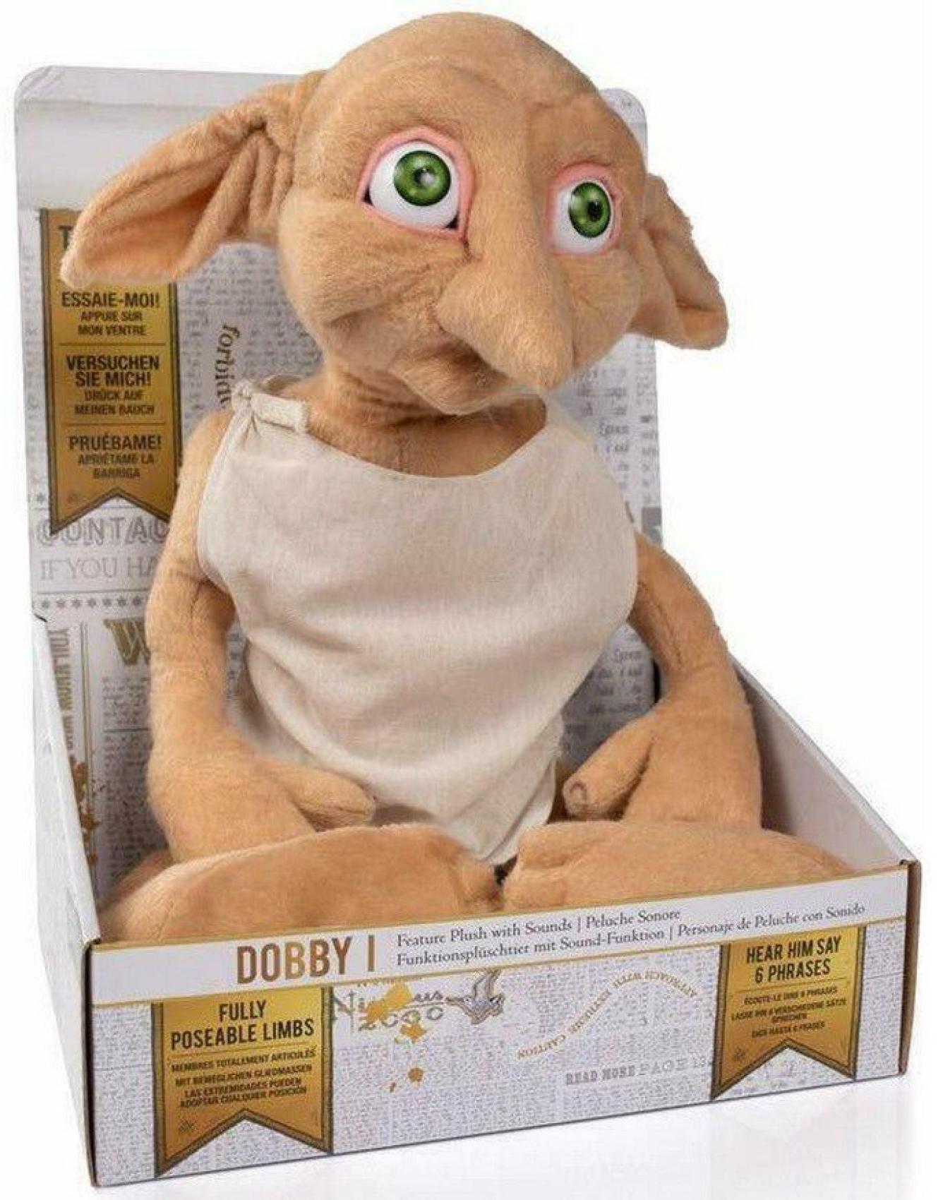 Dobby plyšový 30cm Harry Potter na baterie se zvukem v krabici 22x29x17cm