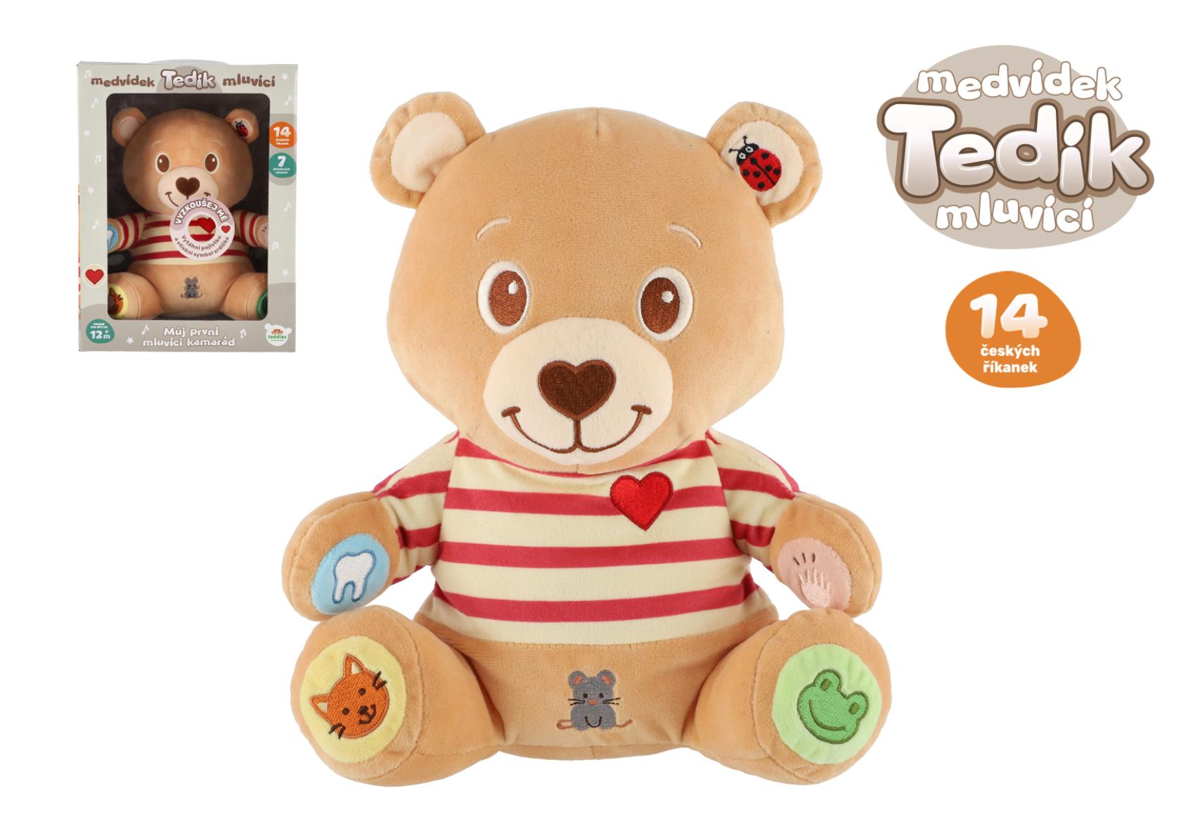 Medvěd Tedík česky mluvící plyš 22x25cm na baterie v krabici 12m+
