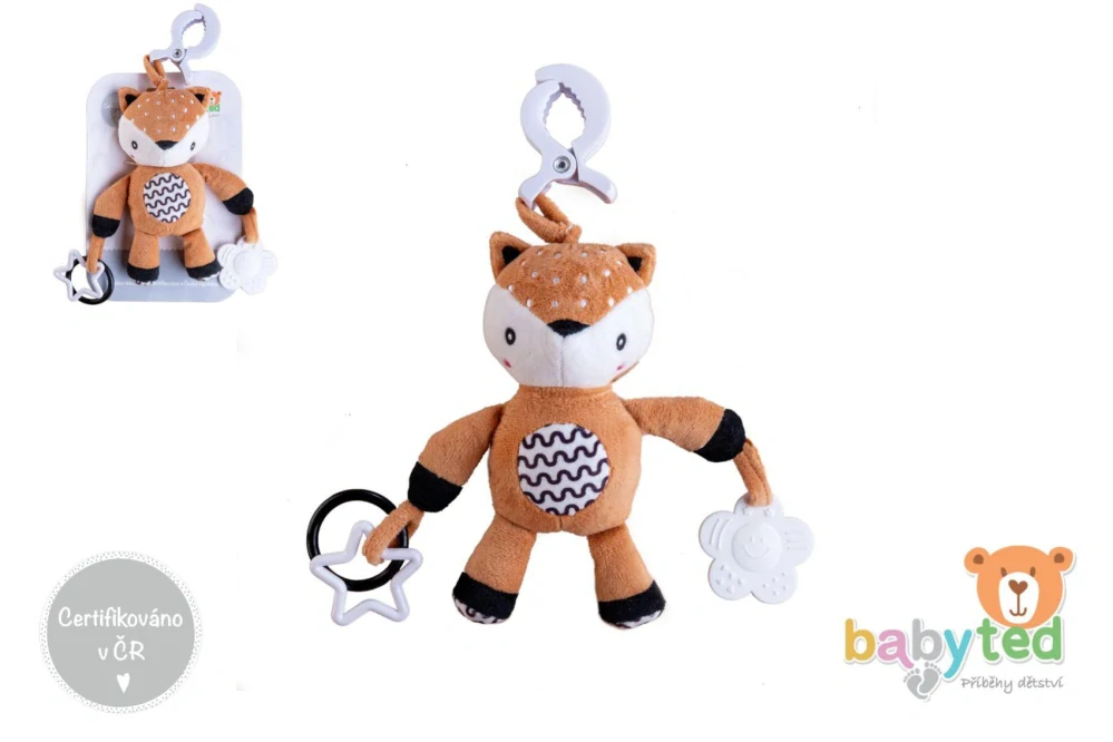 Srneček babyted chrastítko plyš 30cm závěs na postýlku/kočárek na kartě v sáčku 0m+