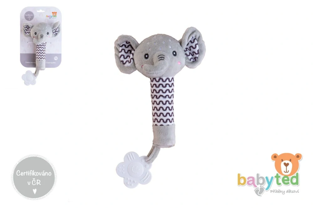 Slon babyted pískátko/kousátko plyš 25cm na kartě v sáčku 0m+