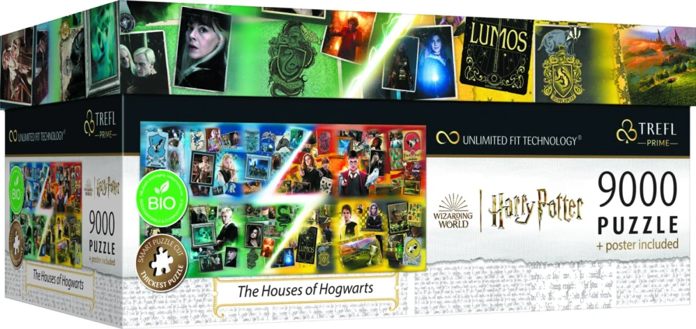 Puzzle Harry Potter Domy v Bradavicích 9000 dílků + plakát v krabici 45x24x21cm