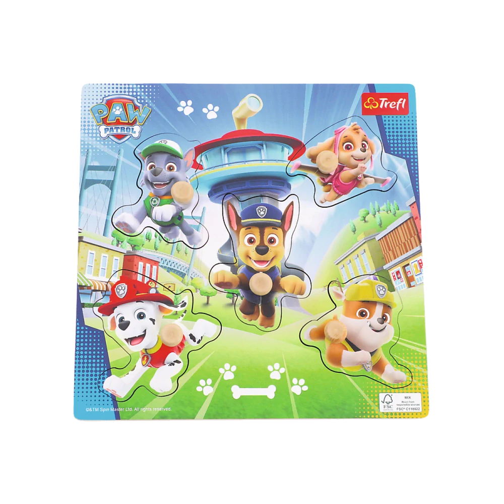 Vkládačka/Puzzle deskové obrysové Tlapková patrola/Paw Patrol 22x22cm ve fólii 18m+