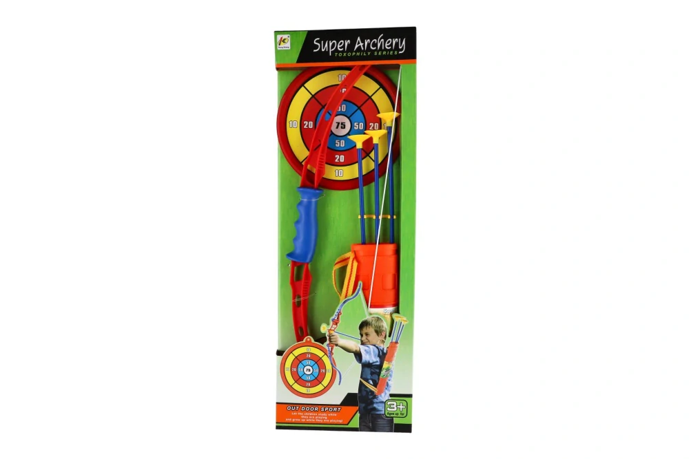 Luk 71cm +3 šípy v pouzdře + terč plast v krabici