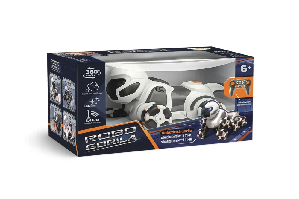 Gorila RC vypouštějící páru plast 24cm 2,4GHz na bat. + dobíjecí pack se světlem, zvukem v krabici