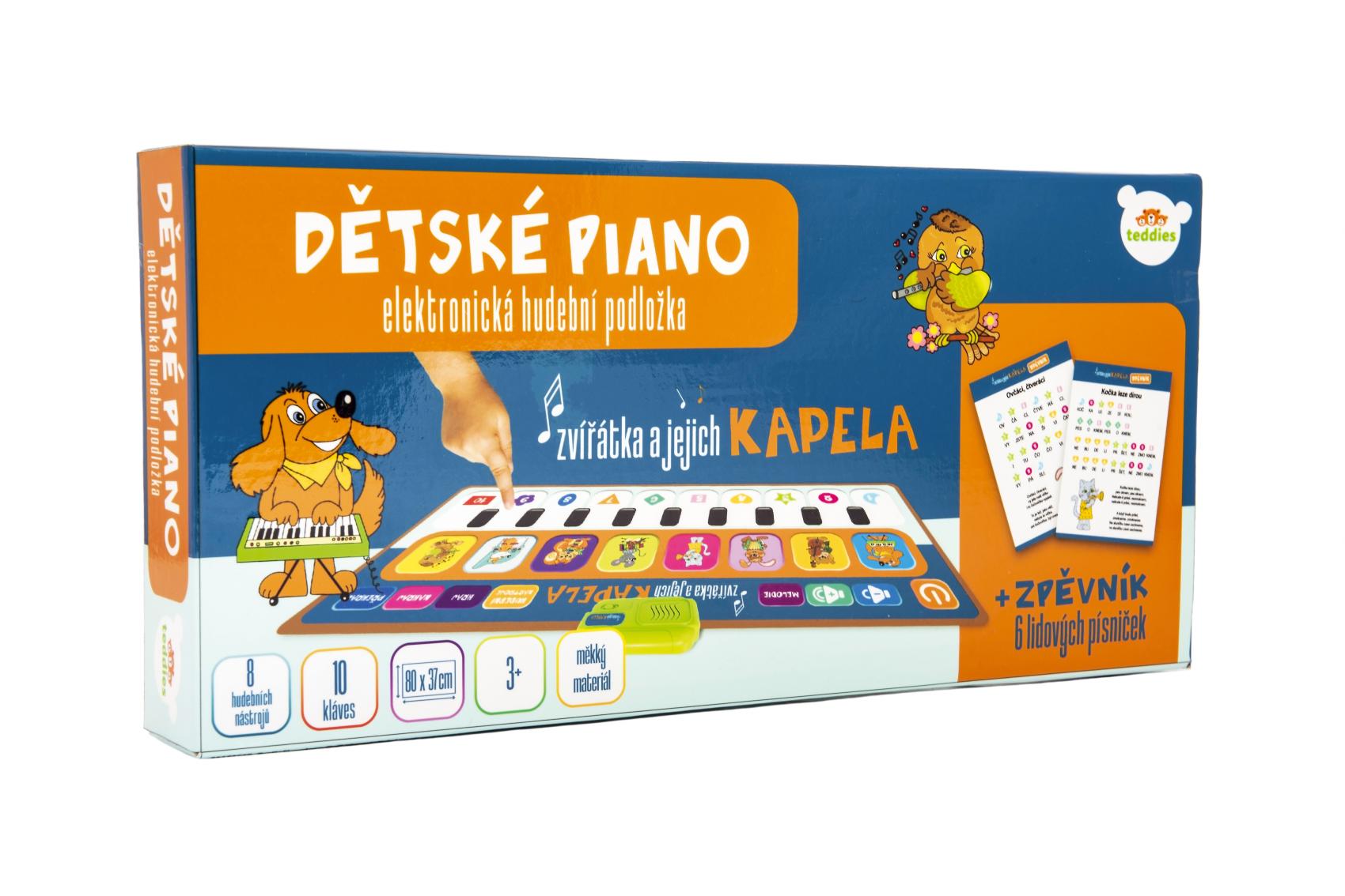 Elektronická hrací podložka pianko Zvířátka a jejich kapela 80x37cm na baterie CZ v krabici 38x18cm
