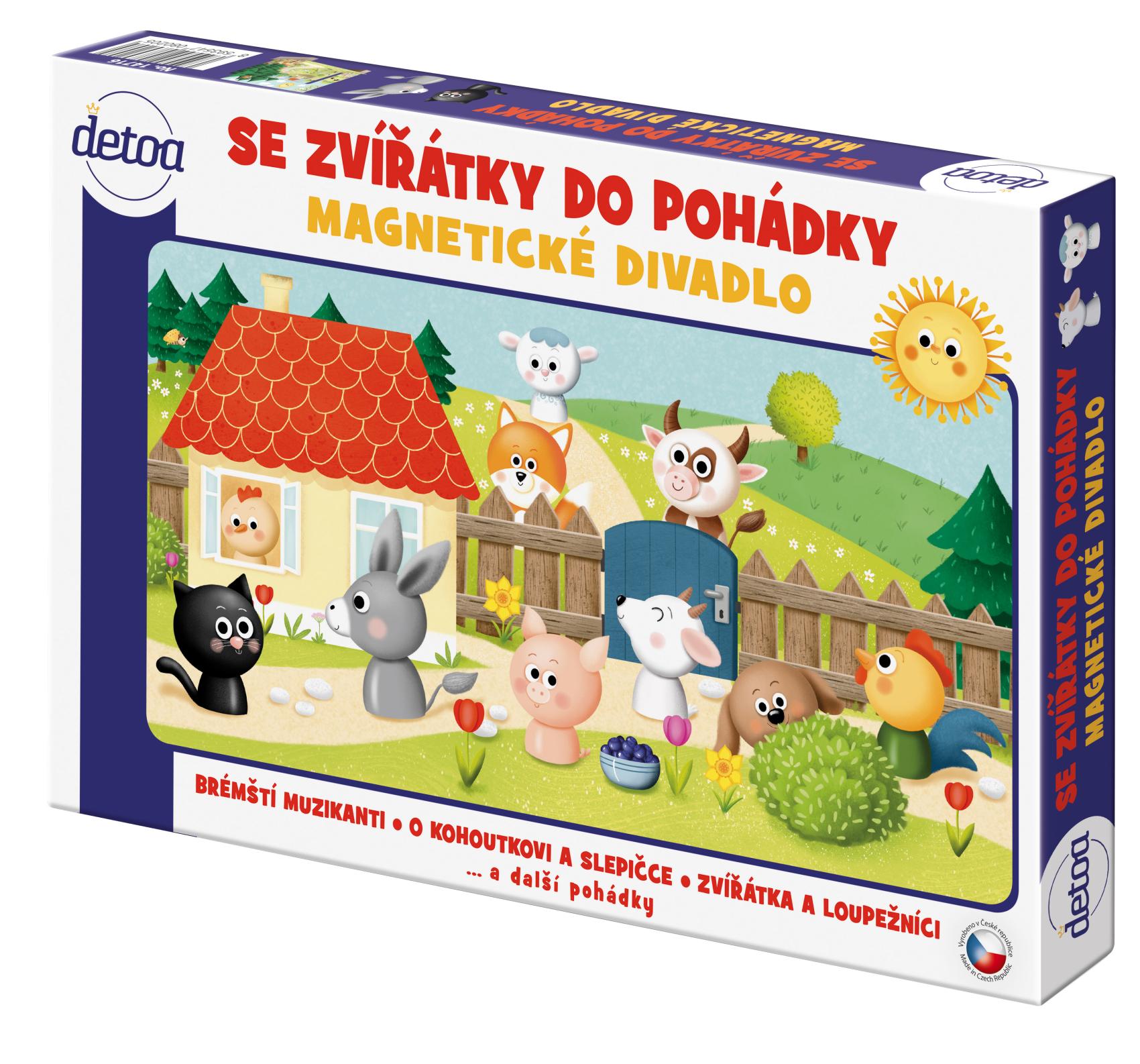 Magnetické divadlo se zvířátky do pohádky dřevo v krabici 34x23x3,5cm