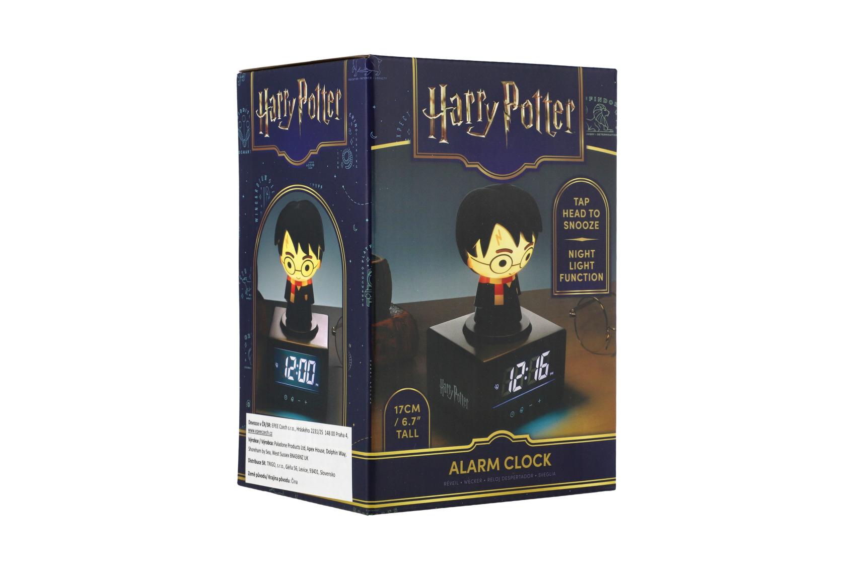 Budík Harry Potter 17cm na baterie se světlem se zvukem v krabici 13x18x11cm