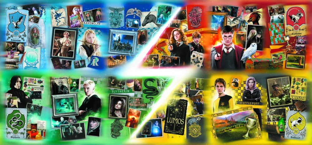Puzzle Harry Potter Domy v Bradavicích 9000 dílků + plakát v krabici 45x24x21cm