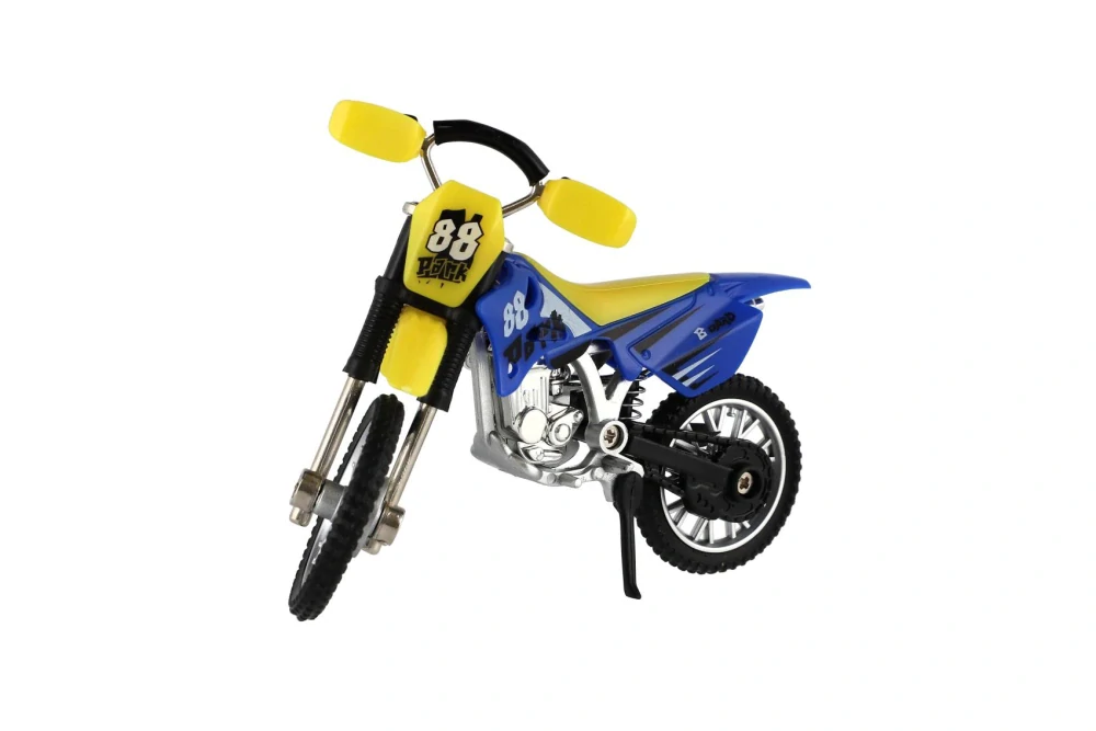 Motorka prstová s doplňky kov/plast 12cm 2 barvy na kartě