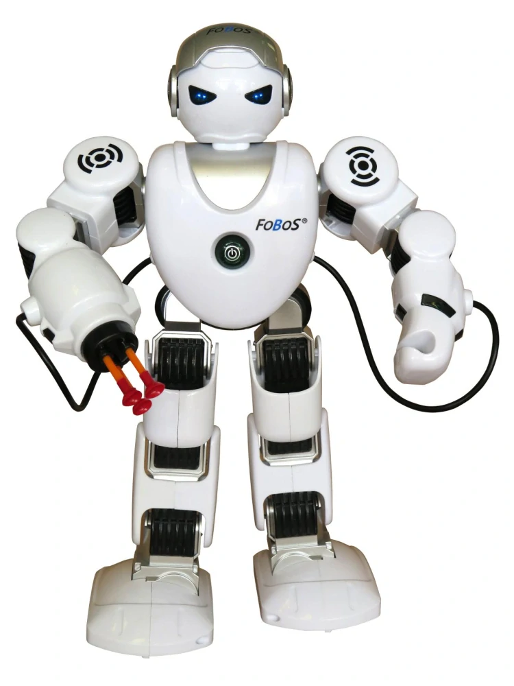 Robot RC FOBOS plast interaktivní chodící 40cm česky mluvící na baterie s USB v krabici 31x45x13cm