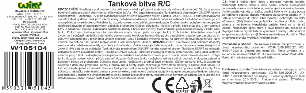 Tank RC 2ks 36cm+dobíjecí pack tanková bitva 27MHZ a 40MHz se zvukem se světlem v krabici