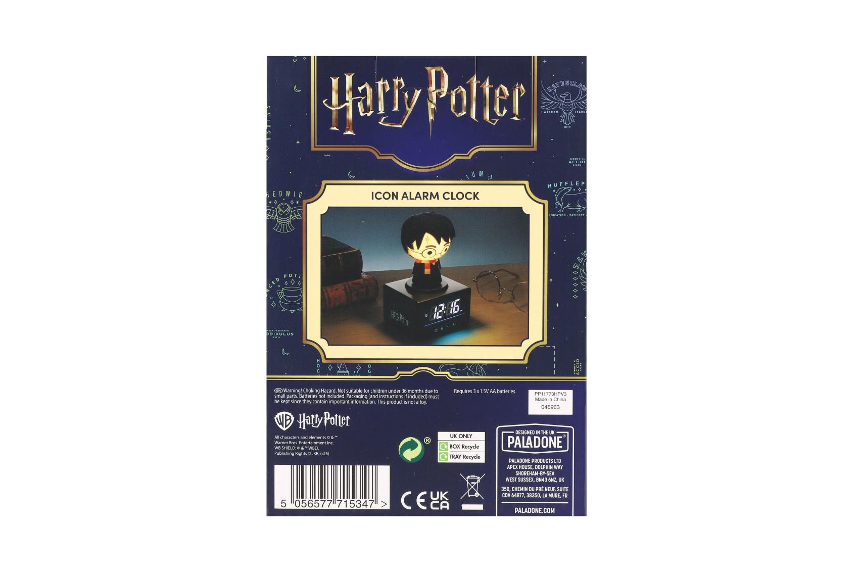 Budík Harry Potter 17cm na baterie se světlem se zvukem v krabici 13x18x11cm