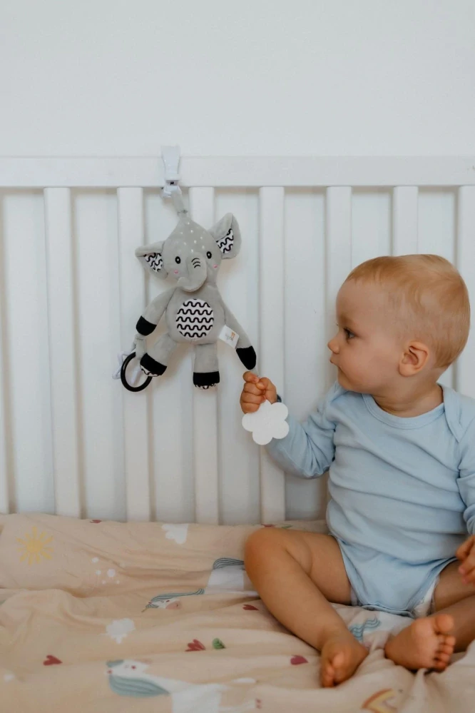 Slon babyted chrastítko plyš 30cm závěs na postýlku/kočárek na kartě v sáčku 0m+