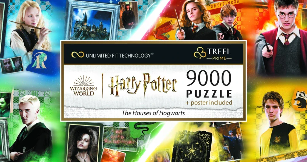 Puzzle Harry Potter Domy v Bradavicích 9000 dílků + plakát v krabici 45x24x21cm