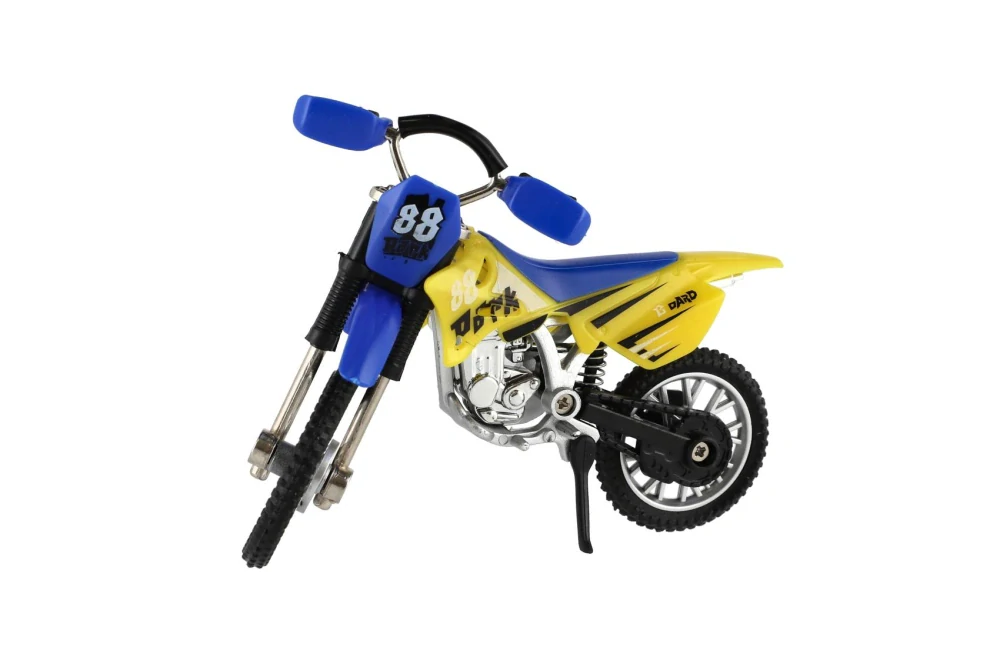 Motorka prstová s doplňky kov/plast 12cm 2 barvy na kartě