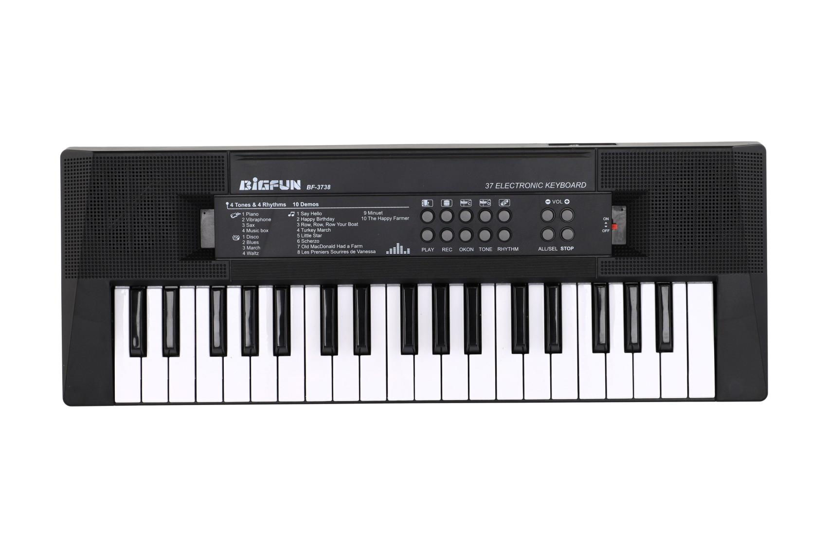 Pianko/Varhany/Klávesy 37 kláves plast 40cm napájení na USB + mikrofon v krabici 41,5x16x4,5cm