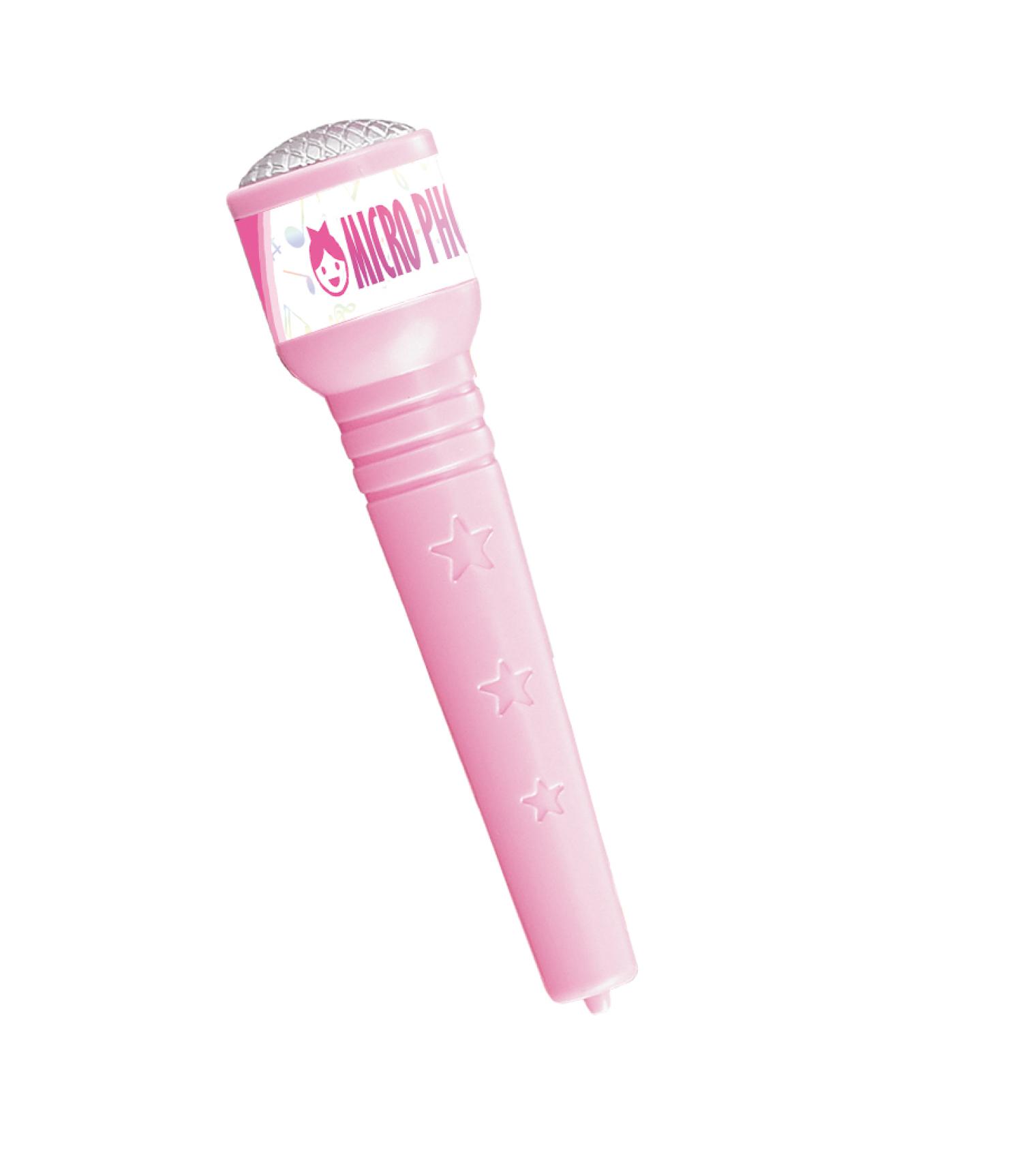 Mikrofon karaoke růžový plast na baterie se světlem se zvukem v krabici 17x34x7cm