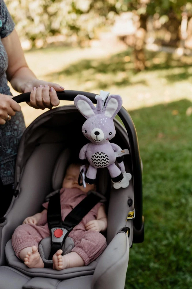 Zajíček/Zajíc babyted chrastítko plyš 30cm závěs na postýlku/kočárek na kartě v sáčku 0m+