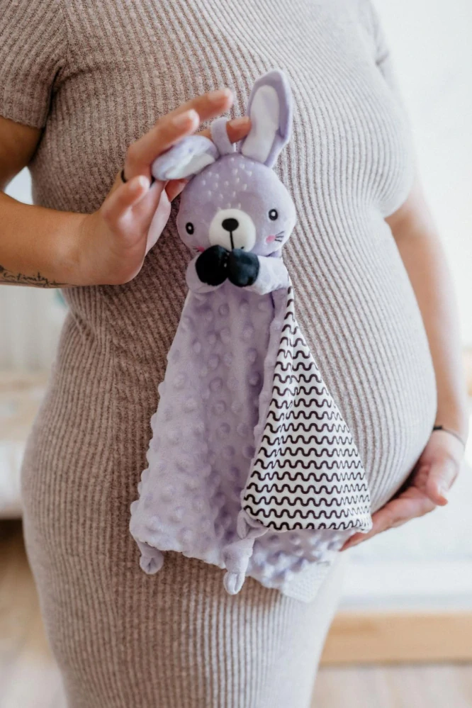 Zajíček usínáček babyted, kousátko, chrastítko plyš 25x25cm na kartě v sáčku 0m+