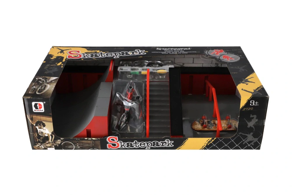 Skatepark - rampy,kolo prstové,skateboard prstový plast v krabici 44x12x25cm