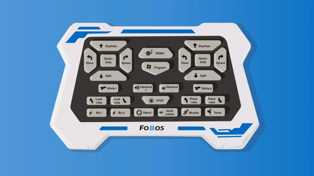 Robot RC FOBOS plast interaktivní chodící 40cm česky mluvící na baterie s USB v krabici 31x45x13cm