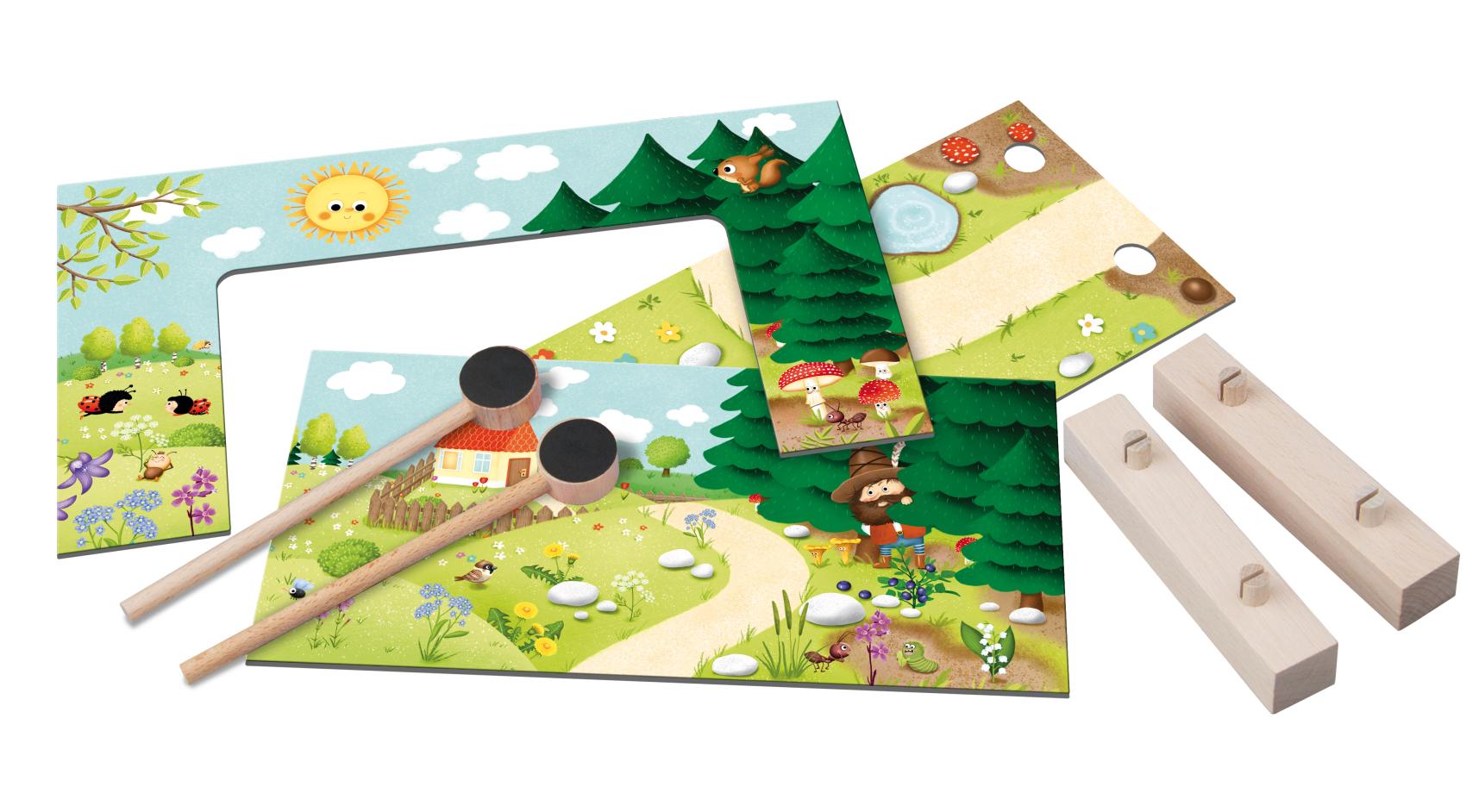 Magnetické divadlo se zvířátky do pohádky dřevo v krabici 34x23x3,5cm