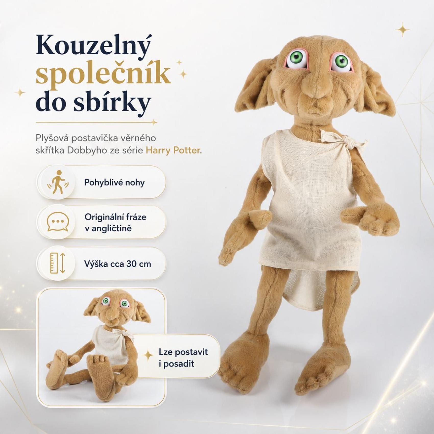 Dobby plyšový 30cm Harry Potter na baterie se zvukem v krabici 22x29x17cm
