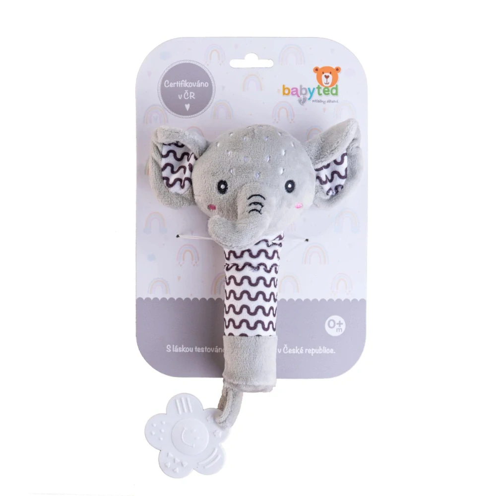 Slon babyted pískátko/kousátko plyš 25cm na kartě v sáčku 0m+