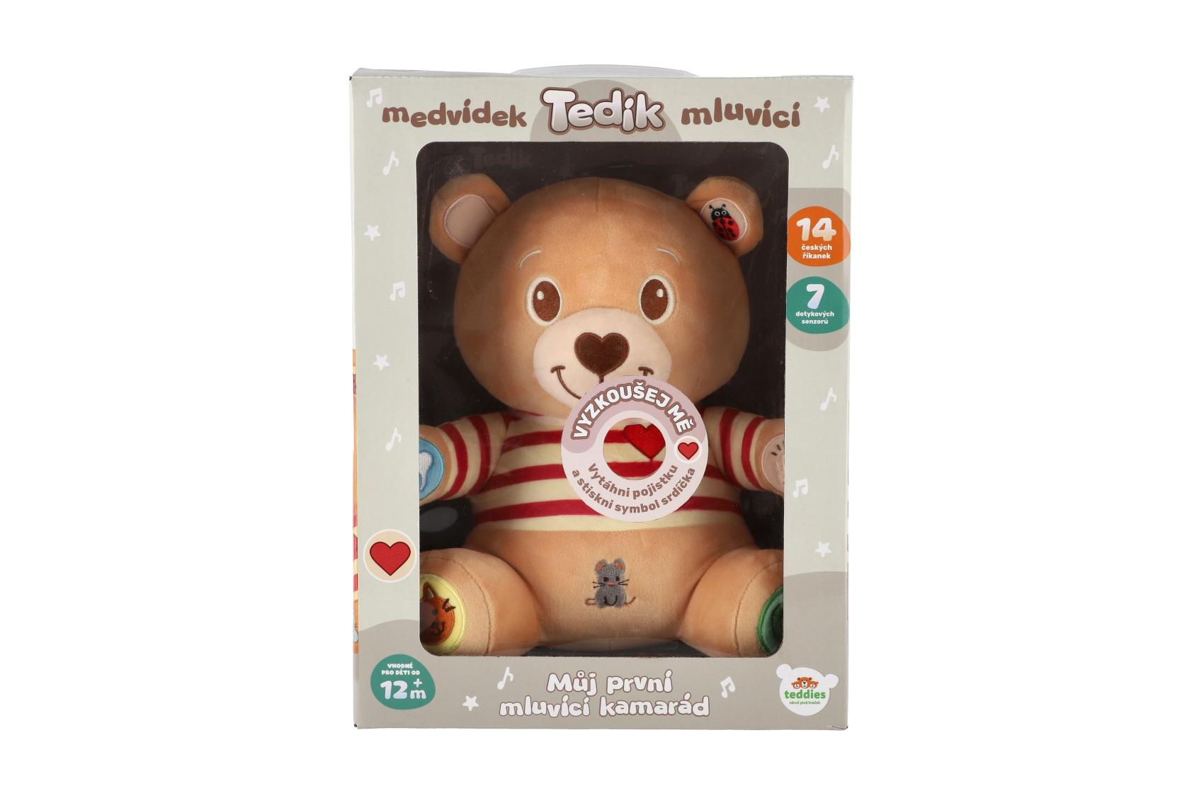 Medvěd Tedík česky mluvící plyš 22x25cm na baterie v krabici 12m+
