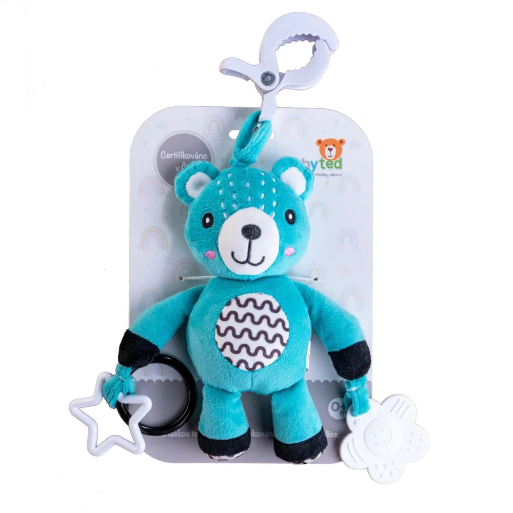 Medvídek babyted chrastítko plyš 30cm závěs na postýlku/kočárek na kartě v sáčku 0m+