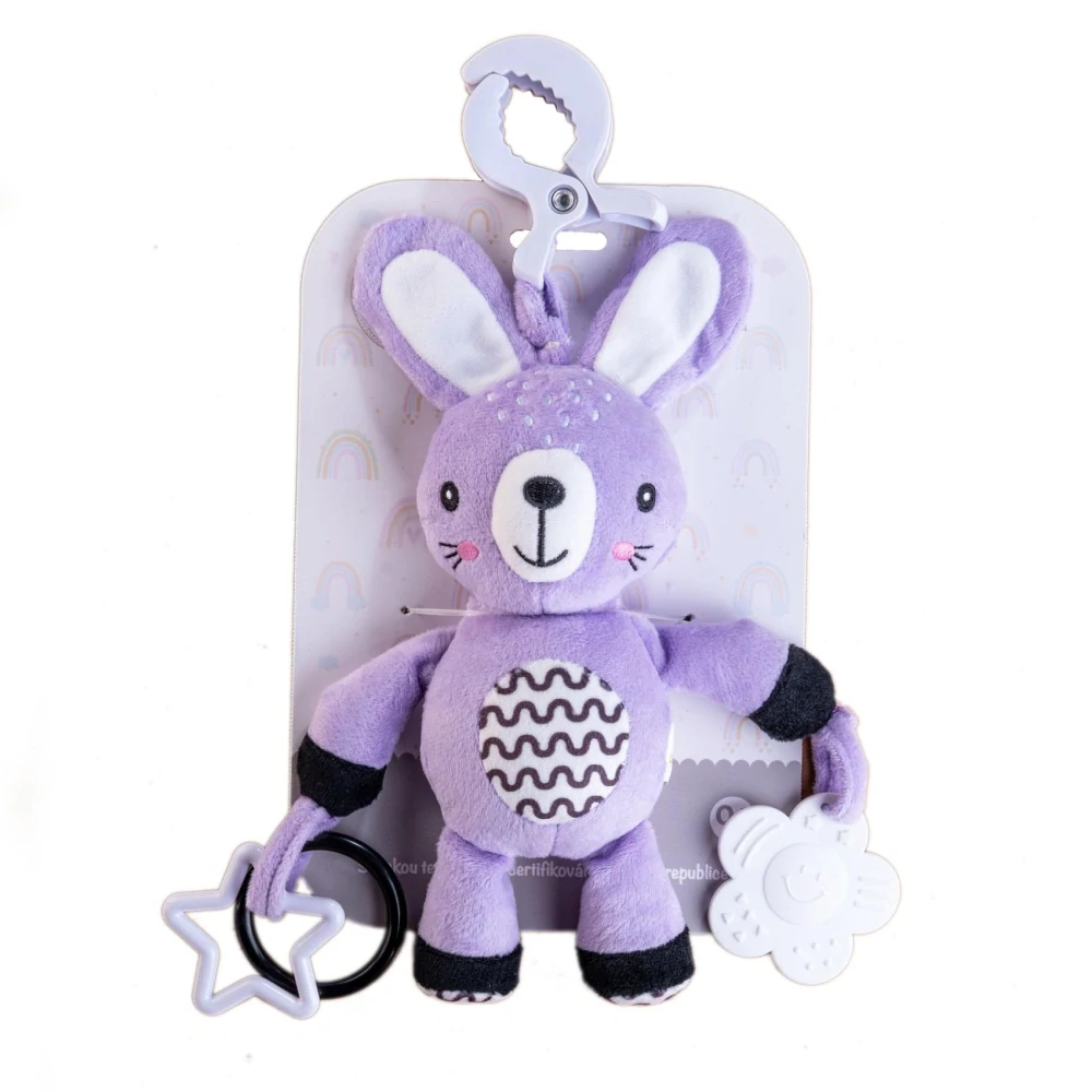 Zajíček/Zajíc babyted chrastítko plyš 30cm závěs na postýlku/kočárek na kartě v sáčku 0m+