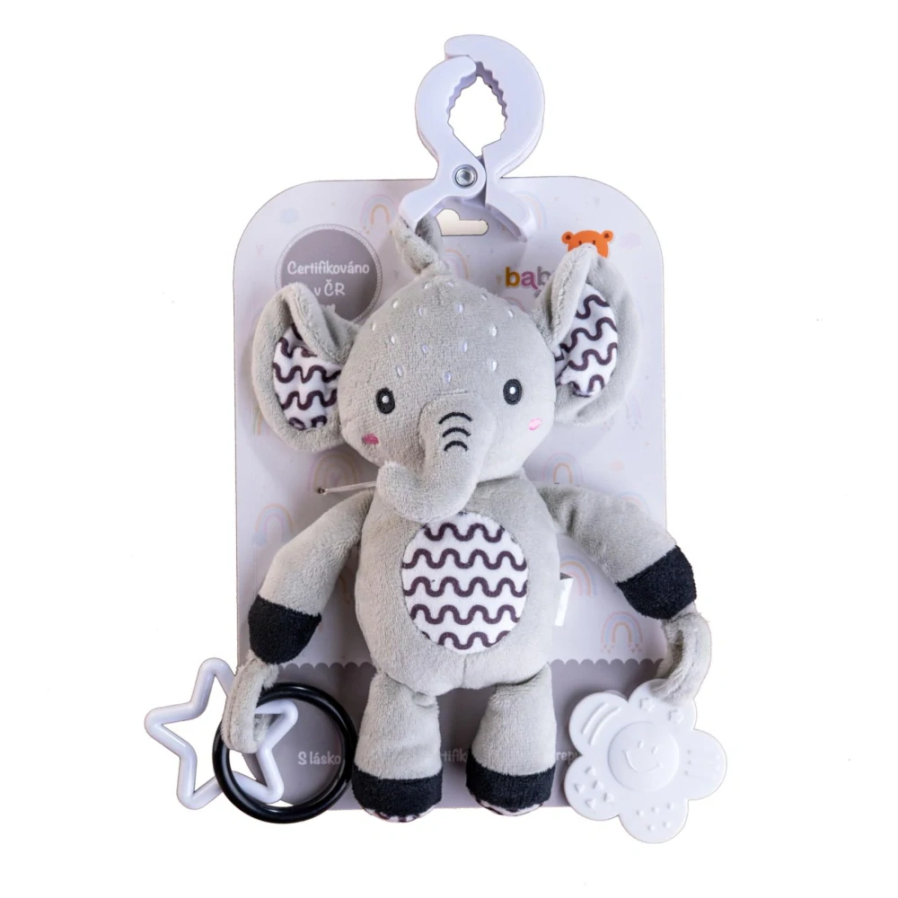 Slon babyted chrastítko plyš 30cm závěs na postýlku/kočárek na kartě v sáčku 0m+