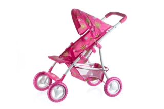 Kočárek pro panenky sportovní se stříškou kov/plast 58x36x62,5cm v krabici