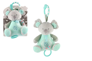 Medvěd koala chrastítko plyš 19cm závěs na post./koč. nat. hrací strojek zelený na kartě v sáčku 0+