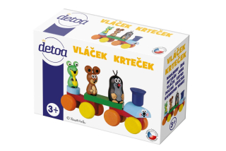 Vlak Krtek dřevo 15cm v krabičce