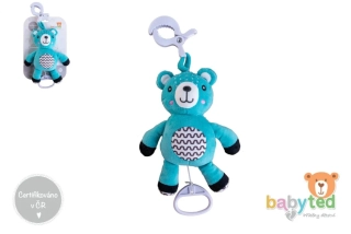 Medvídek babyted natahovací hrací strojek plyš 30cm závěs na postýlku/kočárek