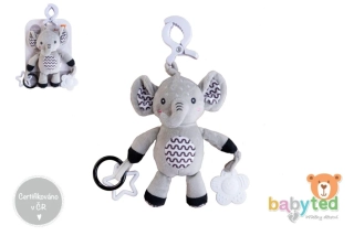 Slon babyted chrastítko plyš 30cm závěs na postýlku/kočárek na kartě v sáčku 0m+